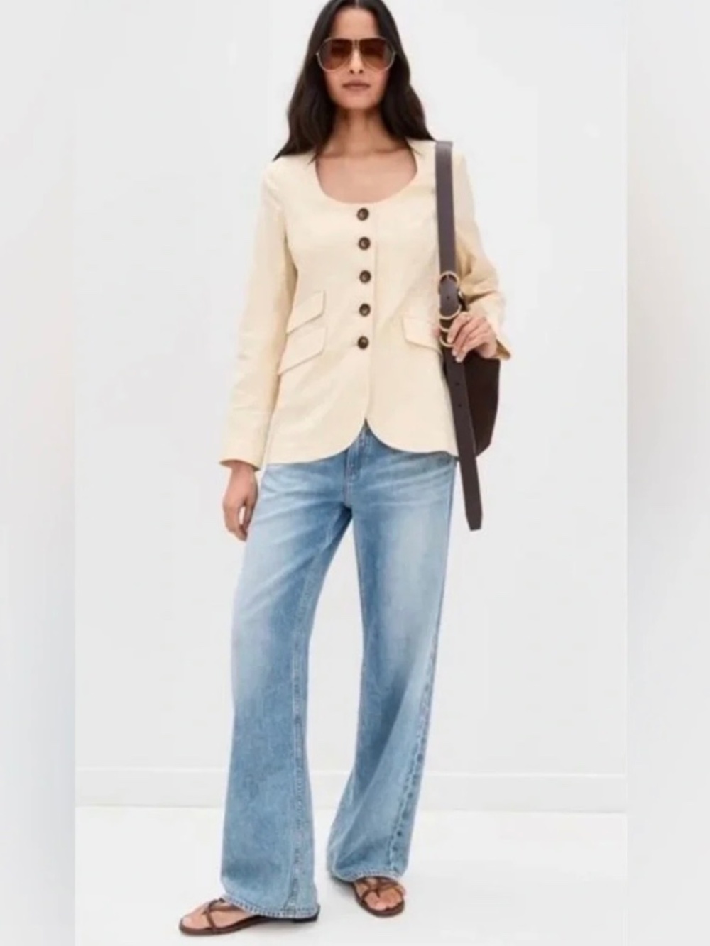 Rag & bone Roslyn Linen Blazer Light Tan